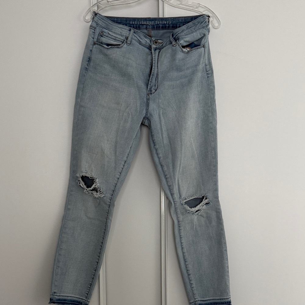 Articles Of Society Light Blue Ripped Skinny Jeans